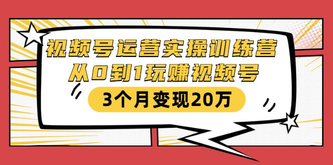 视频号运营实操训练营：从0到1玩赚视频号，3个月变现20万| 鹿鸣网创