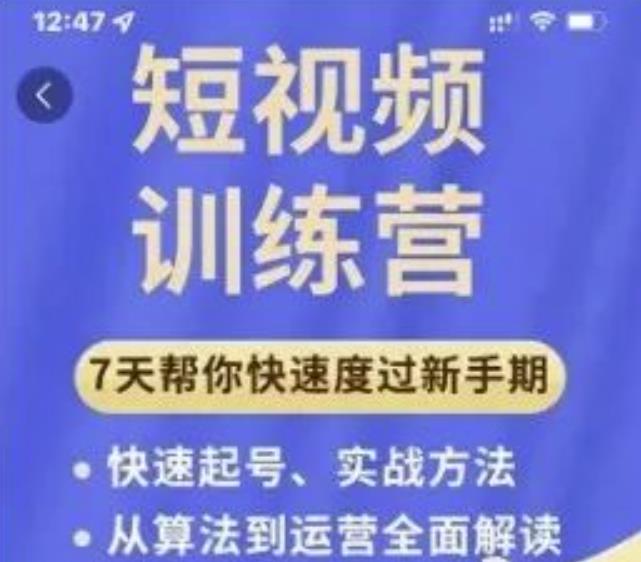 成哥从入门到精通7天短视频运营训练营,理论、实战、创新共42节课| 鹿鸣网创