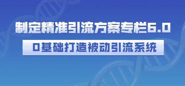 制定精准引流方案专栏6.0，0基础打造被动引流系统| 鹿鸣网创