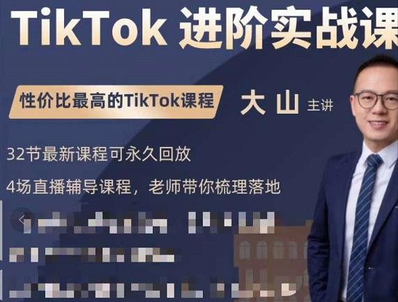 大山老师TikTok进阶实战课:账号详解,流量运营,实战变现,助力你成功出海| 鹿鸣网创