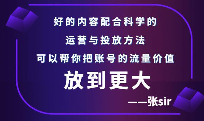 张sir账号流量增长课，告别海王流量，让你的流量更精准| 鹿鸣网创