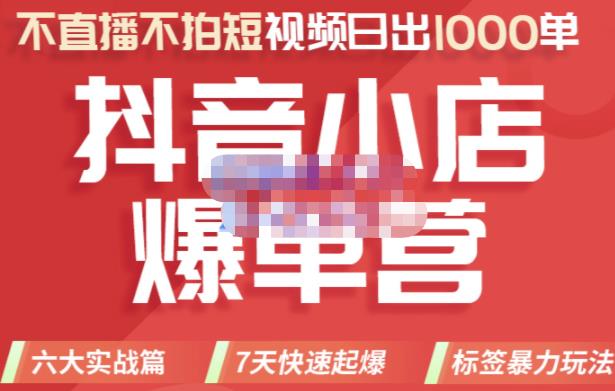 推易电商·2022年抖音小店爆单营,不直播、不拍短视频、日出1000单,暴力玩法| 鹿鸣网创
