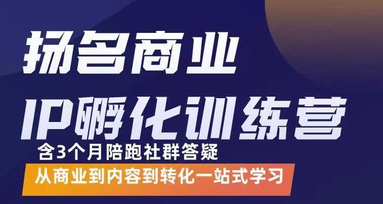 杨名商业IP孵化训练营,从商业到内容到转化一站式学 价值5980元| 鹿鸣网创
