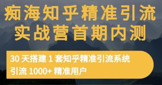 痴海知乎精准引流实战营1-2期，30天搭建1套知乎精准引流系统，引流1000+精准用户| 鹿鸣网创