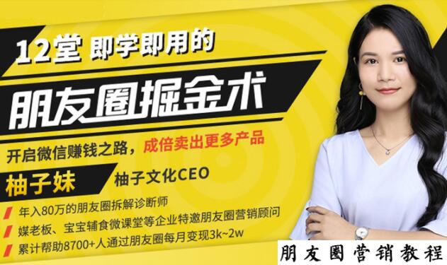 【营销必学】12堂学之即用的朋友圈掘金术：开启你的副业赚钱之路| 鹿鸣网创