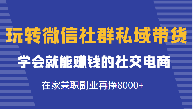 玩转微信社群私域带货，学会就能赚钱的社交电商，在家兼职副业再挣8000+| 鹿鸣网创