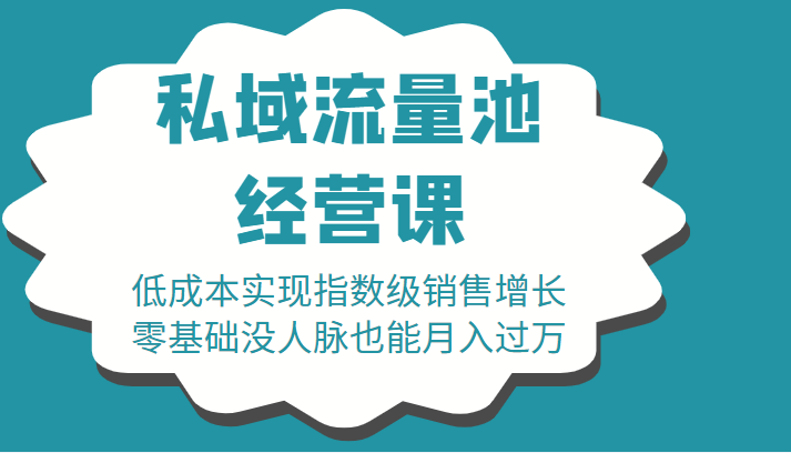 16堂私域流量池经营课：低成本实现指数级销售增长，零基础没人脉也能月入过万| 鹿鸣网创