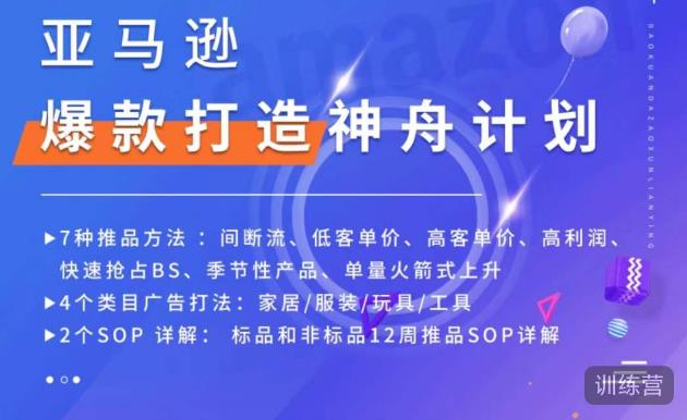 亚马逊爆款打造神舟计划,7种推品方法,4个类目广告打法,2个SOP详解| 鹿鸣网创