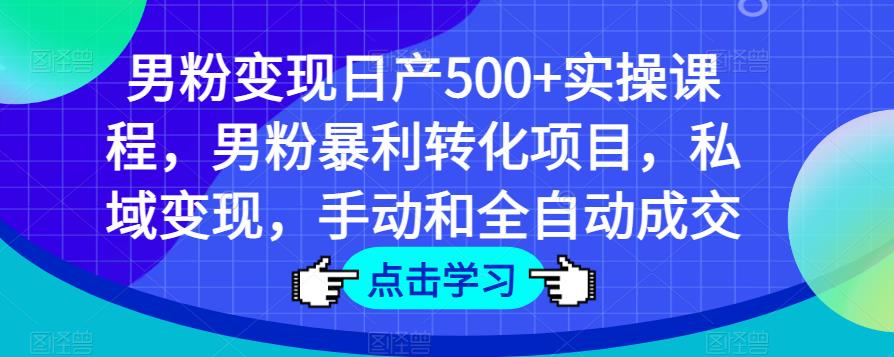 男粉变现日产500+实操课程,男粉暴利转化项目,私域变现,手动和全自动成交| 鹿鸣网创