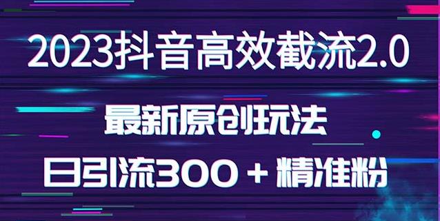 日引300+创业粉,独家抖音高效截流2.0玩法(价值1280)| 鹿鸣网创