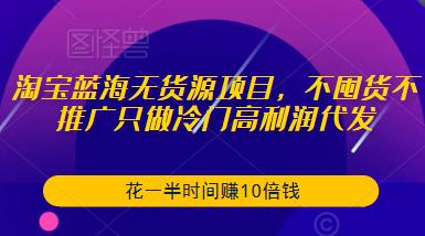 淘宝蓝海无货源项目,不囤货不推广只做冷门高利润代发,花一半时间赚10倍钱| 鹿鸣网创