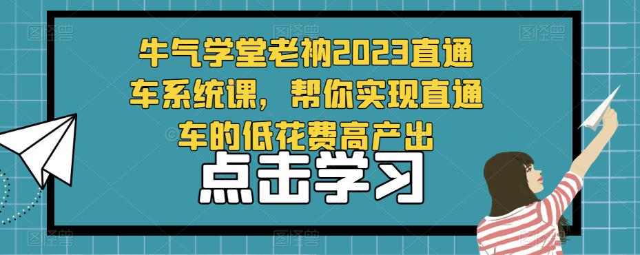 牛气学堂老衲2023直通车系统课，帮你实现直通车的低花费高产出| 鹿鸣网创