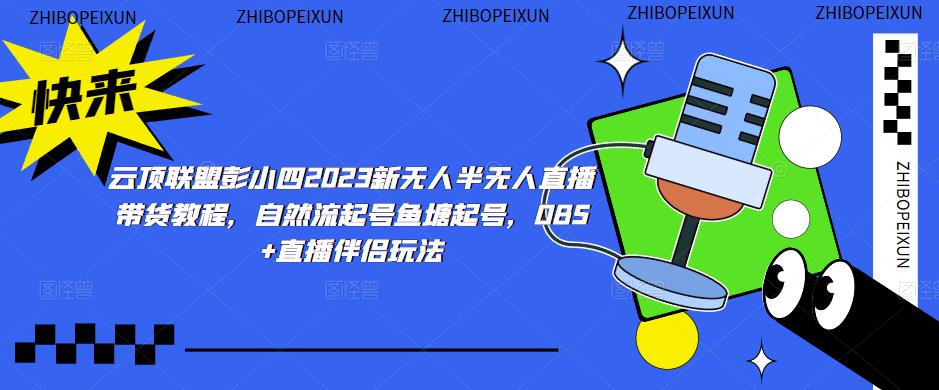 云顶联盟彭小四2023新无人半无人直播带货教程，自然流起号鱼塘起号，OBS+直播伴侣玩法| 鹿鸣网创