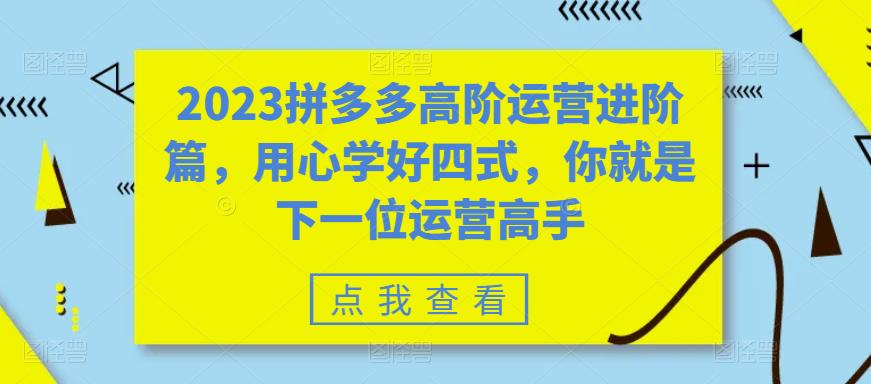 2023拼多多高阶运营进阶篇，用心学好四式，你就是下一位运营高手| 鹿鸣网创