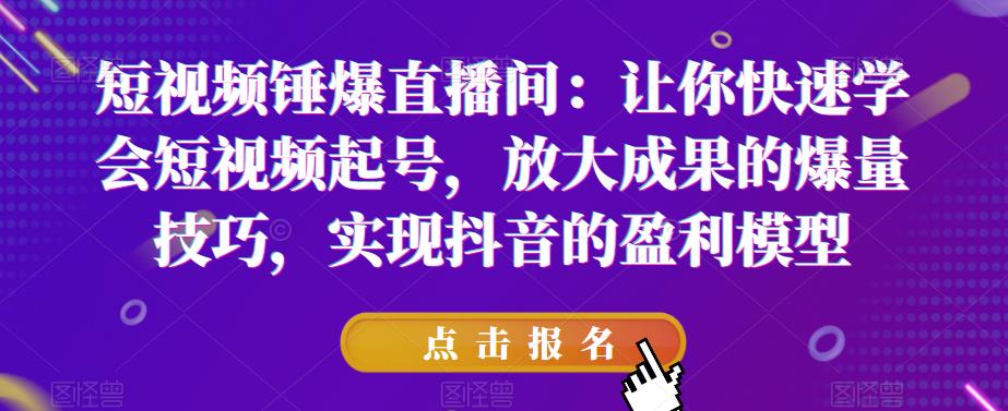短视频锤爆直播间：让你快速学会短视频起号，放大成果的爆量技巧，实现抖音的盈利模型| 鹿鸣网创