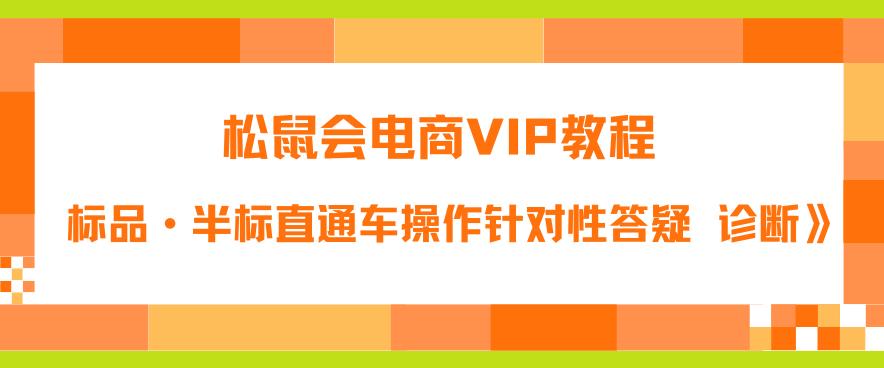 松鼠会电商VIP教程：松鼠《付费推广标品·半标直通车操作针对性答疑&诊断》| 鹿鸣网创