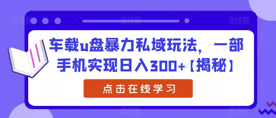 车载u盘暴力私域玩法,一部手机实现日入300+【揭秘】| 鹿鸣网创