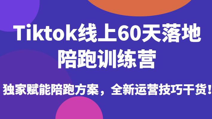 Tiktok线上60天落地陪跑训练营，独家赋能陪跑方案，全新运营技巧干货| 鹿鸣网创