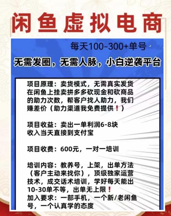 外边收费600多的闲鱼新玩法虚似电商之拼多多助力项目,单号100-300元| 鹿鸣网创