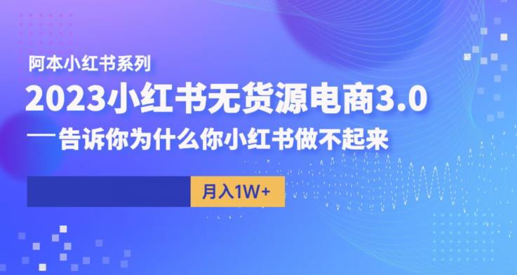 阿本小红书无货源电商3.0，告诉你为什么你小红书做不起来| 鹿鸣网创