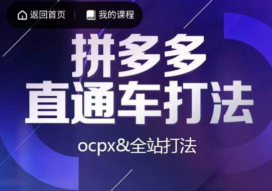 互力·拼多多直通车打法，ocpx&全站打法| 鹿鸣网创