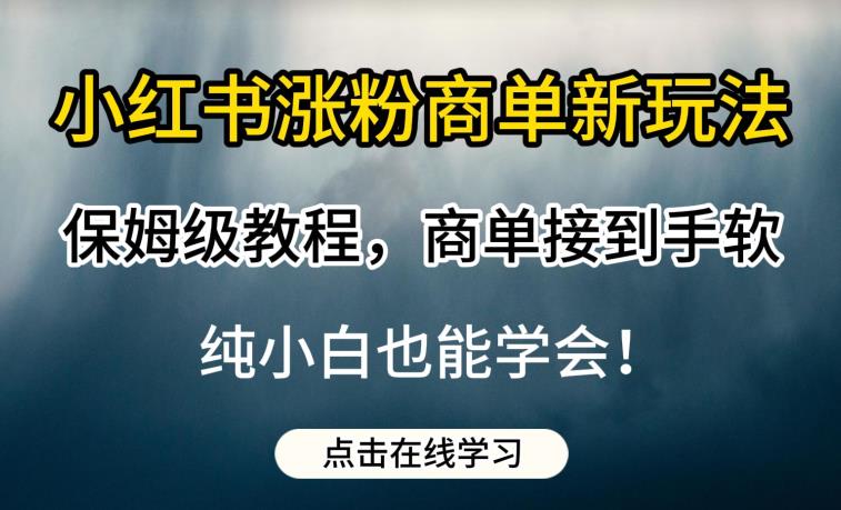 小红书涨粉商单新玩法，保姆级教程，商单接到手软，纯小白也能学会【揭秘】| 鹿鸣网创