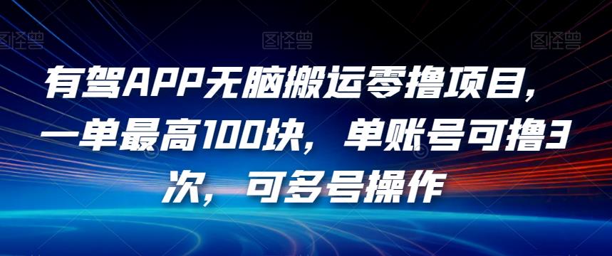 有驾APP无脑搬运零撸项目,一单最高100块,单账号可撸3次,可多号操作【揭秘】| 鹿鸣网创