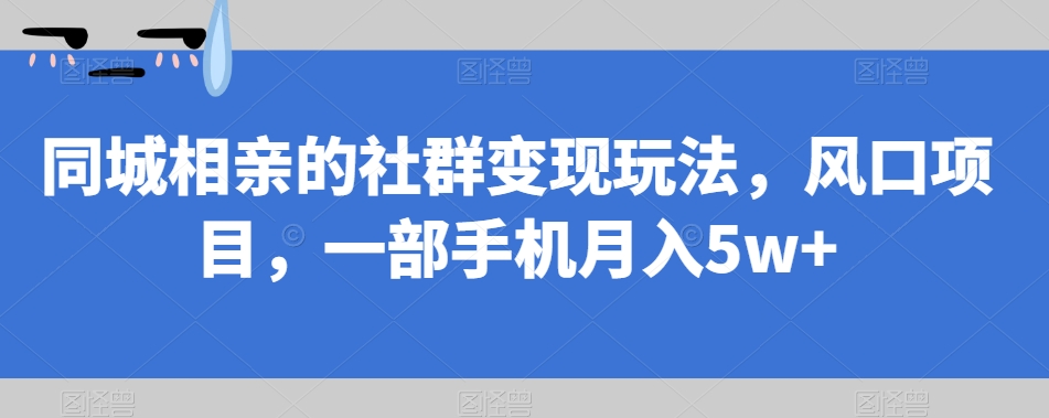 同城相亲的社群变现玩法，风口项目，一部手机月入5w+【揭秘】| 鹿鸣网创