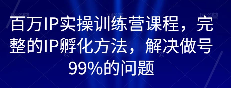 百万IP实操训练营课程，完整的IP孵化方法，解决做号99%的问题| 鹿鸣网创