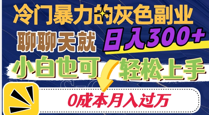 冷门暴利的副业项目，聊聊天就能日入300+，0成本月入过万【揭秘】| 鹿鸣网创