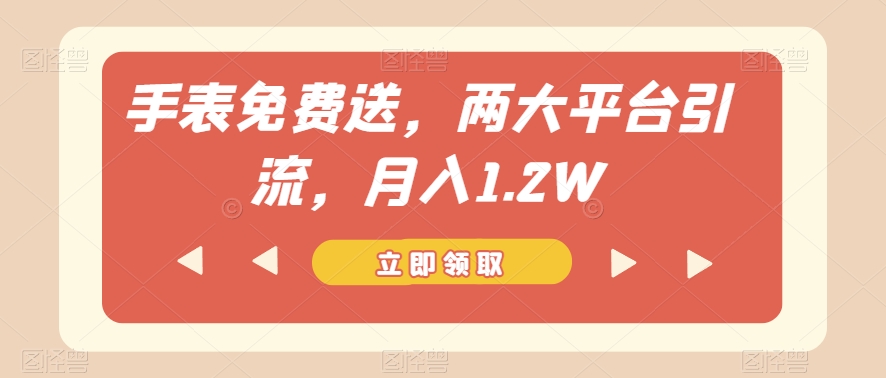 手表免费送，两大平台引流，月入1.2W【揭秘】| 鹿鸣网创