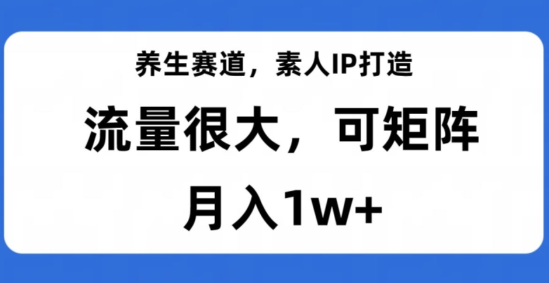 养生赛道，素人IP打造，流量很大，可矩阵，月入1w+【揭秘】| 鹿鸣网创