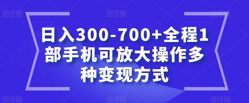 日入300-700+全程1部手机可放大操作多种变现方式【揭秘】| 鹿鸣网创