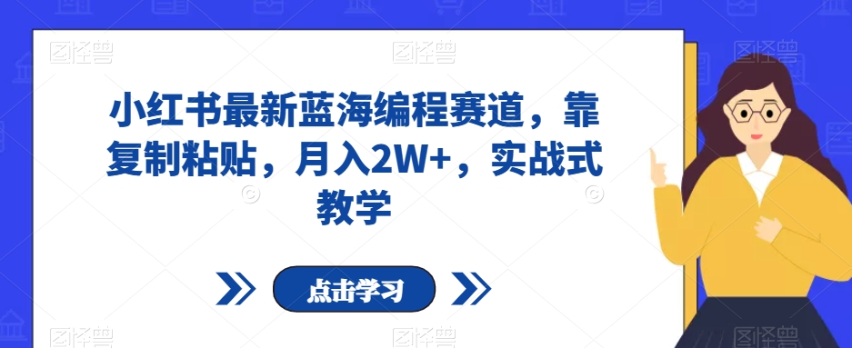 小红书最新蓝海编程赛道,靠复制粘贴,月入2W+,实战式教学【揭秘】| 鹿鸣网创