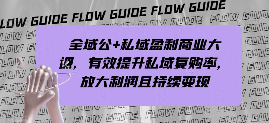全域公+私域盈利商业大课，有效提升私域复购率，放大利润且持续变现| 鹿鸣网创