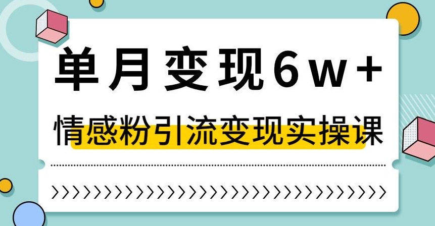 单月变现6W+，抖音情感粉引流变现实操课，小白可做，轻松上手，独家赛道【揭秘】| 鹿鸣网创