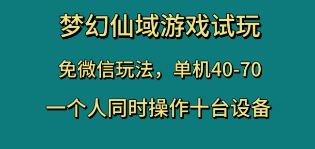 梦幻仙域游戏试玩,免微信玩法,单机40-70,一个人同时操作十台设备【揭秘】| 鹿鸣网创
