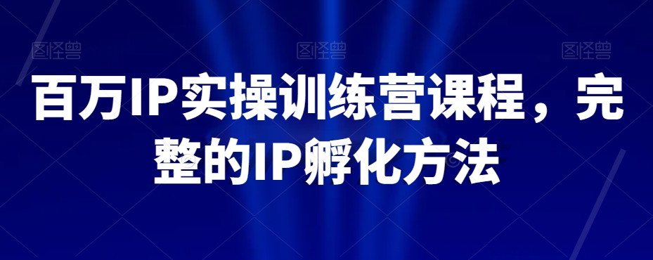 百万IP实操训练营课程，完整的IP孵化方法| 鹿鸣网创