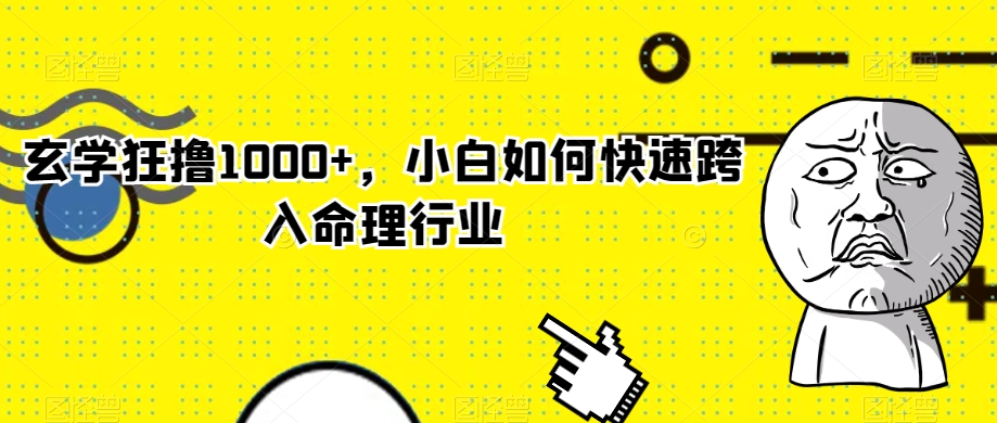 玄学狂撸1000+，小白如何快速跨入命理行业【揭秘】| 鹿鸣网创