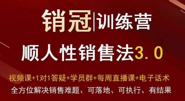 爆款!销冠训练营3.0之顺人性销售法,全方位解决销售难题、可落地、可执行、有结果| 鹿鸣网创