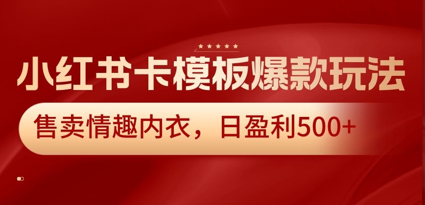 小红书卡模板爆款玩法，售卖情趣内衣，日盈利500+【揭秘】| 鹿鸣网创