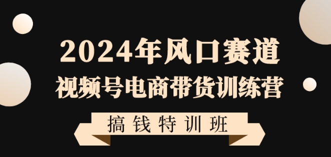 2024年风口赛道视频号电商带货训练营搞钱特训班，带领大家快速入局自媒体电商带货| 鹿鸣网创