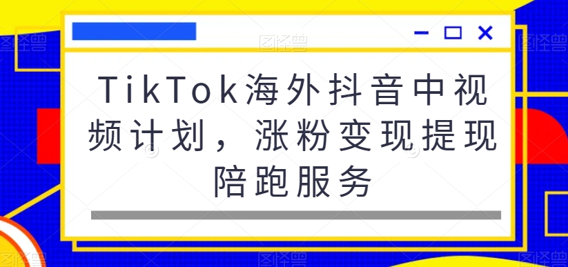 TikTok海外抖音中视频计划,涨粉变现提现陪跑服务| 鹿鸣网创