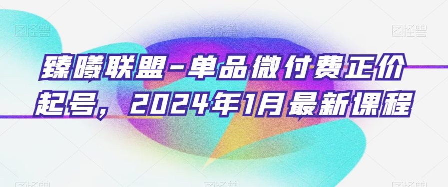 臻曦联盟-单品微付费正价起号,2024年1月最新课程| 鹿鸣网创