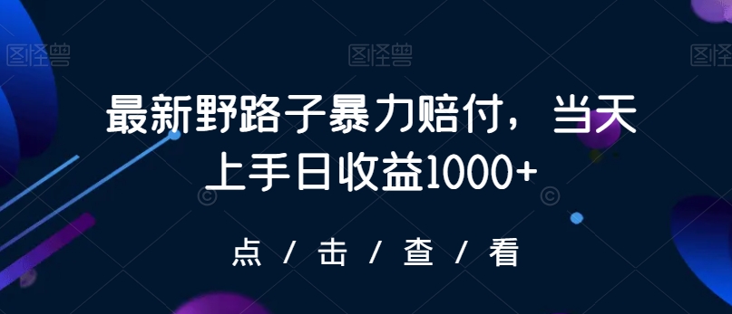 最新野路子暴力赔付，当天上手日收益1000+【仅揭秘】| 鹿鸣网创