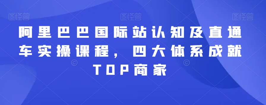 阿里巴巴国际站认知及直通车实操课程，四大体系成就TOP商家| 鹿鸣网创