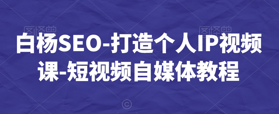白杨SEO-打造个人IP视频课-短视频自媒体教程| 鹿鸣网创
