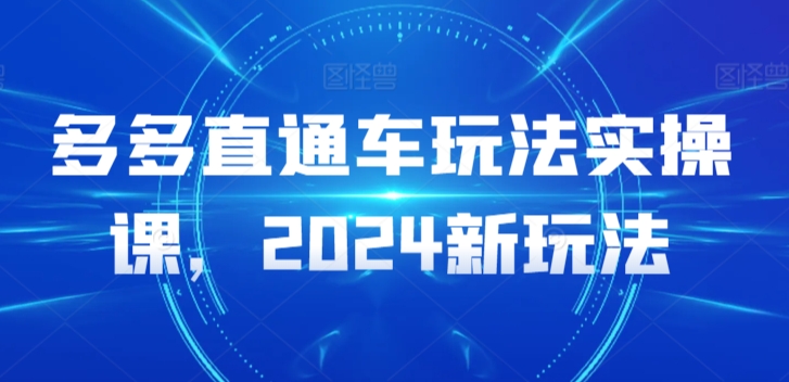 多多直通车玩法实操课，2024新玩法| 鹿鸣网创