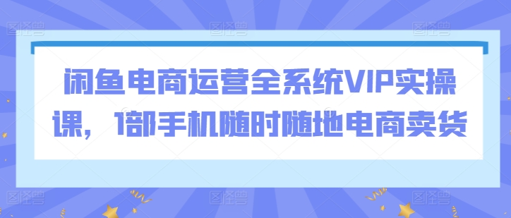 闲鱼电商运营全系统VIP实操课，1部手机随时随地电商卖货| 鹿鸣网创