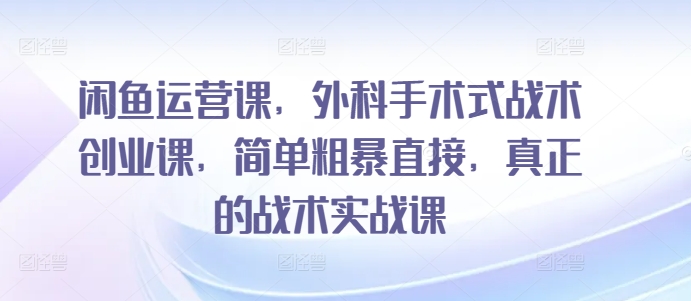 闲鱼运营课,外科手术式战术创业课,简单粗暴直接,真正的战术实战课| 鹿鸣网创